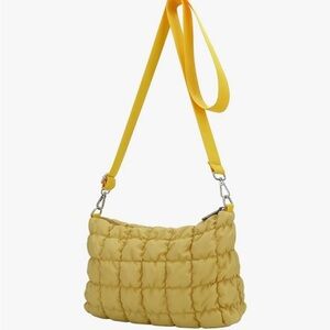 NWOT Elegant Yellow Quilted Shoulder Bag